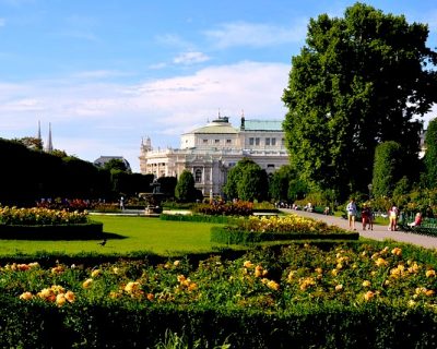 Wien, Beč Vienna, Vienne, Ringstrasse, Burgtheater, Parlament, Rathaus, Volksgarten, Burggarten